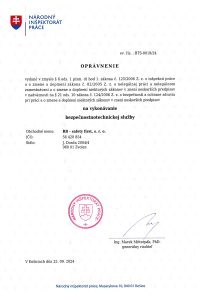 Oprávnenie pre vykonávanie BOZP | RB Safety First